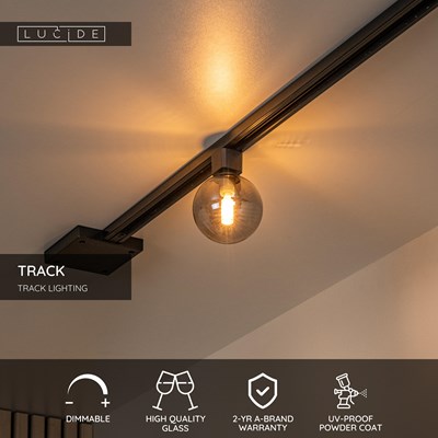Lucide TRACK TYCHO Track spot - 1-circuit Track lighting system - 1xG9 - Smoke  (Extension)